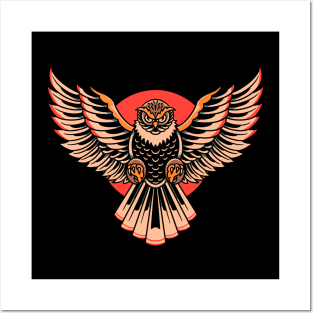 graceful owl tattoo Posters and Art